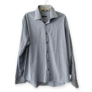 Visconti blue textured button down shirt